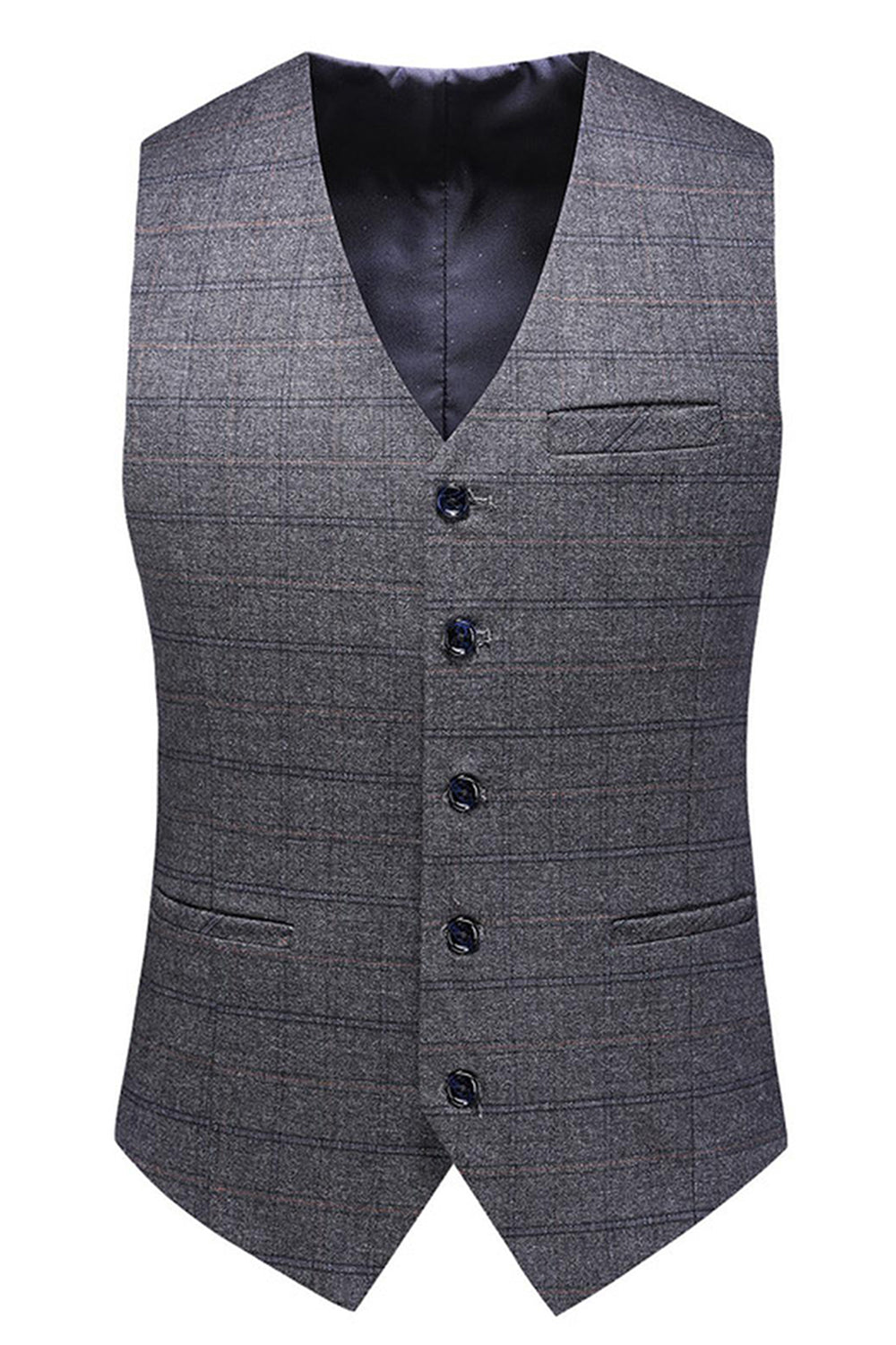 Mäns mörkblå rutiga skårade slag 3 stycken baldräkter