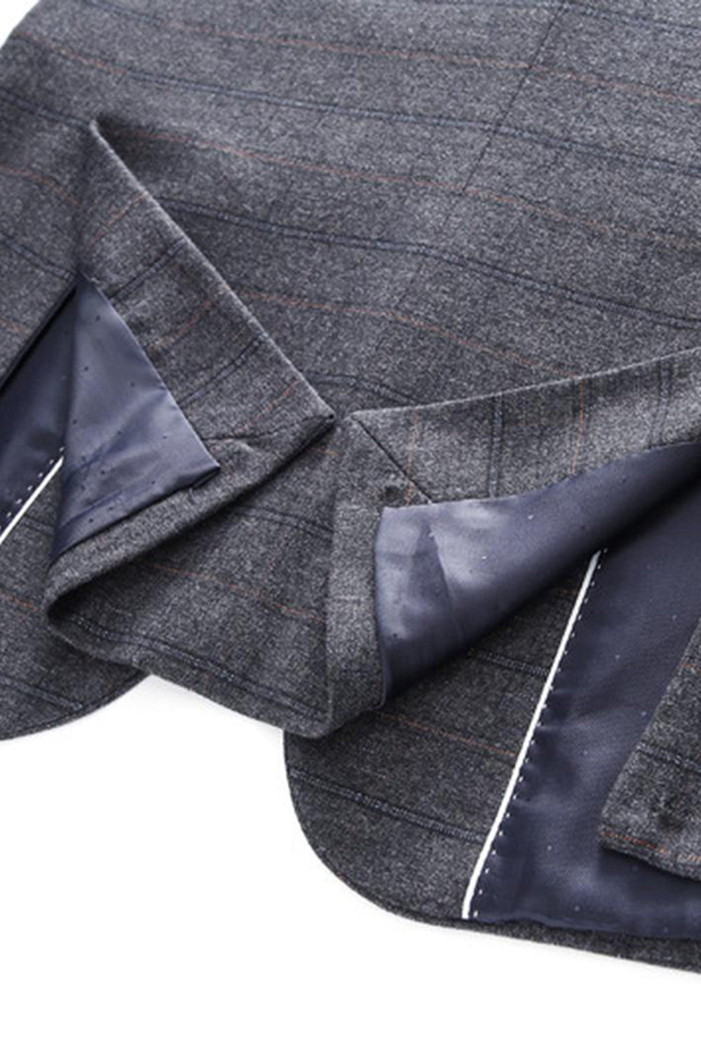 Mäns mörkblå rutiga skårade slag 3 stycken baldräkter