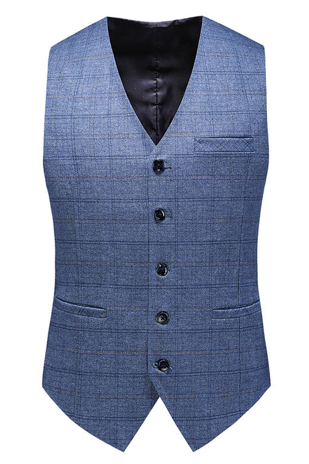 Mäns mörkblå rutiga skårade slag 3 stycken baldräkter