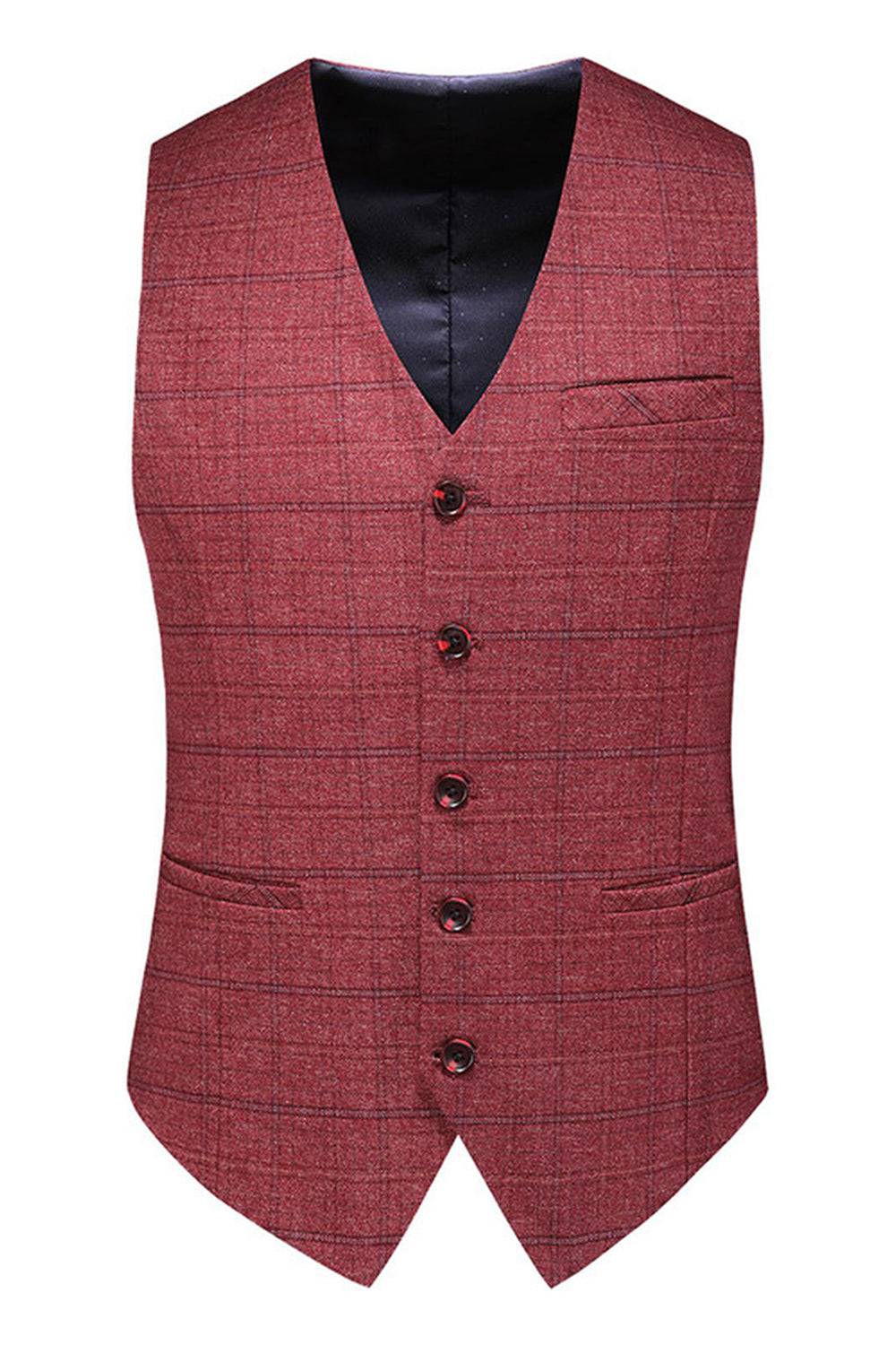 Mäns mörkblå rutiga skårade slag 3 stycken baldräkter