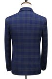 Men's Blue Striped Peaked Lapel 3 Pieces Prom Suits