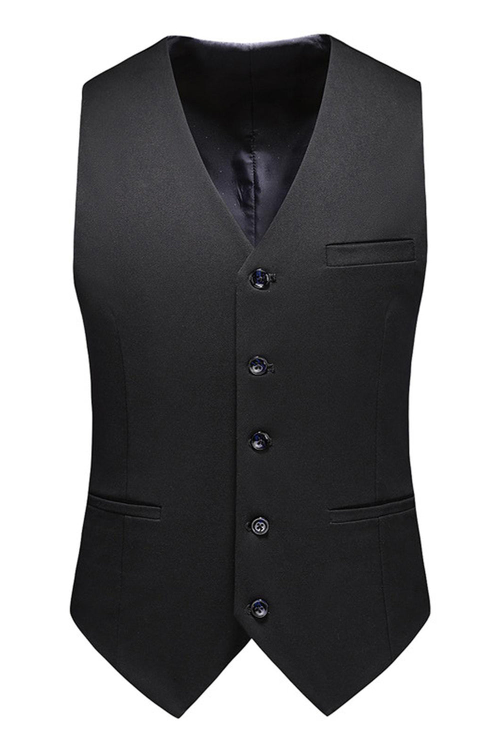 Svart Toppig Kavajslag 3 stycken Satin Baldräkter för män