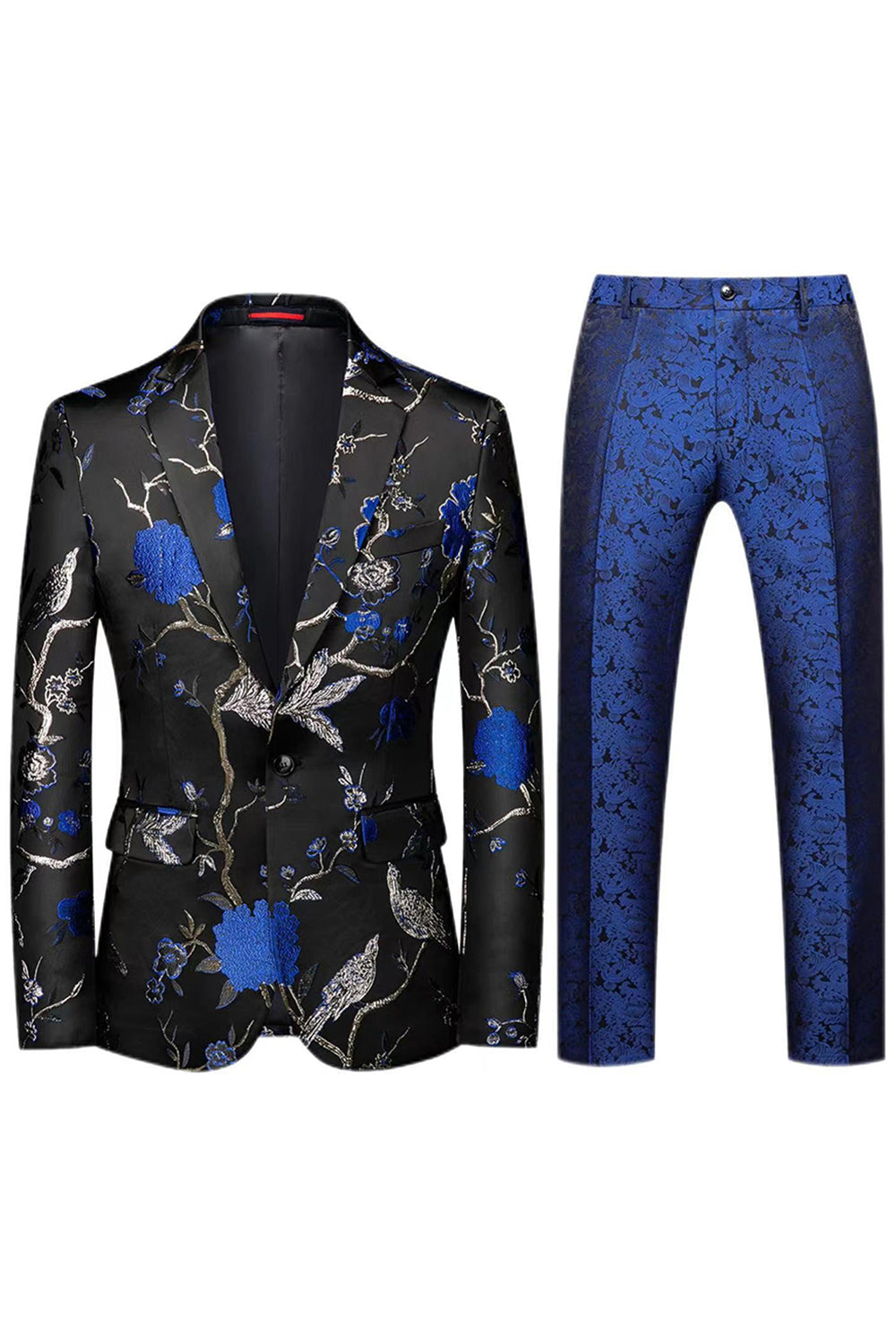 Notched Lapel Enkelknäppt Jacquard 2 Piece Lila Prom Kostymer för män