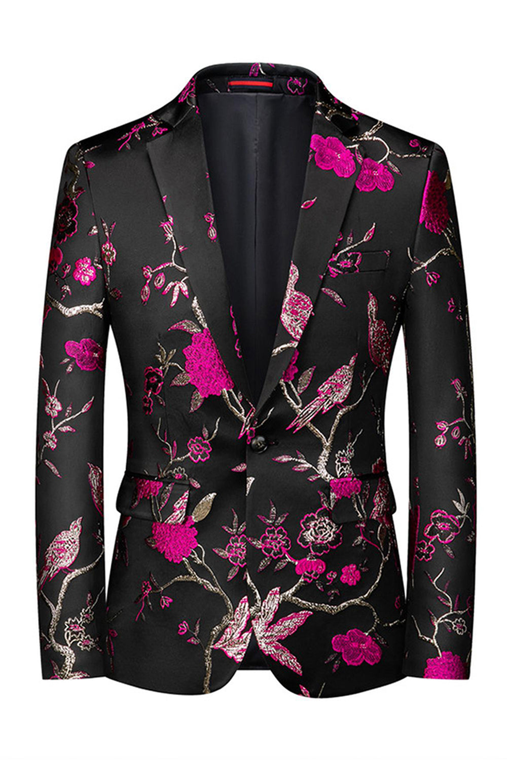 Notched Lapel Enkelknäppt Jacquard 2 Piece Lila Prom Kostymer för män