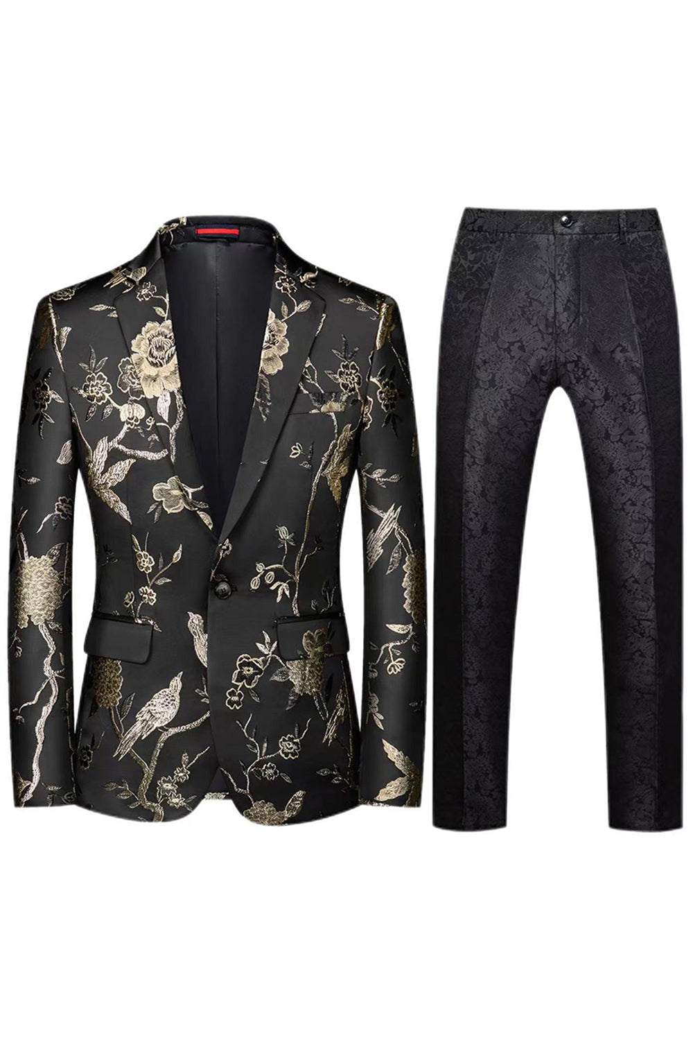 Notched Lapel Enkelknäppt Jacquard 2 Piece Lila Prom Kostymer för män