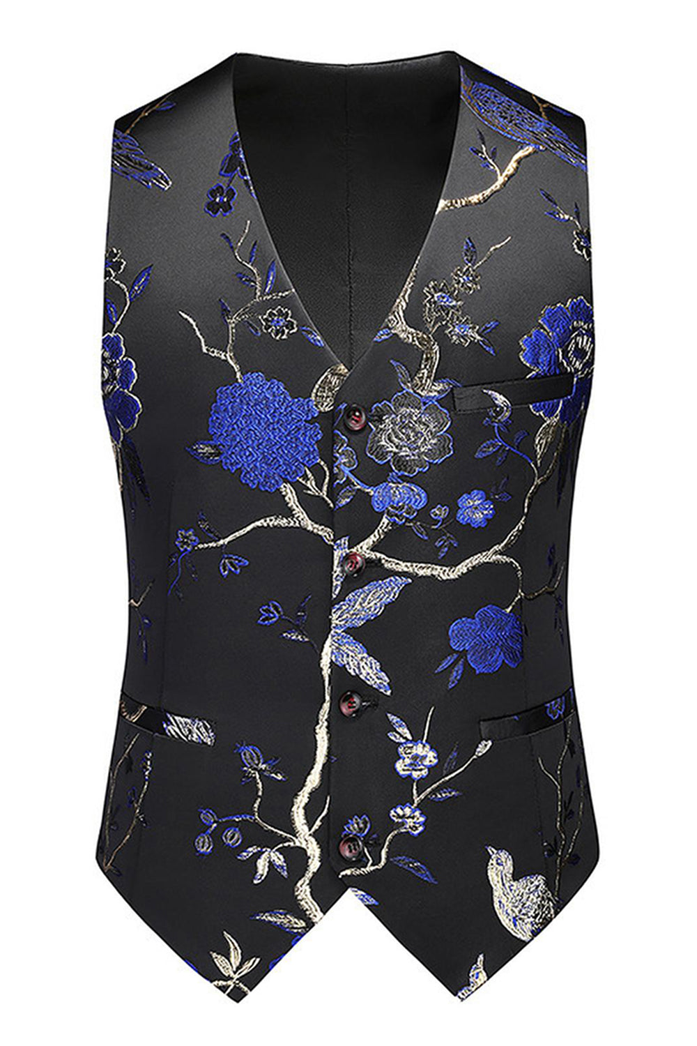 Blå skårade slag 3-delad Jacquard Baldräkter för män