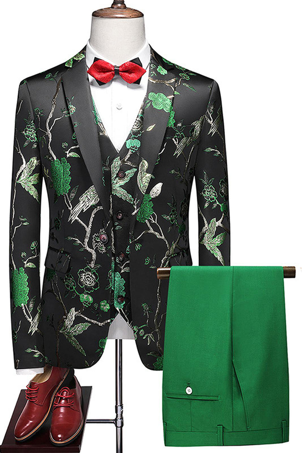 Blå skårade slag 3-delad Jacquard Baldräkter för män