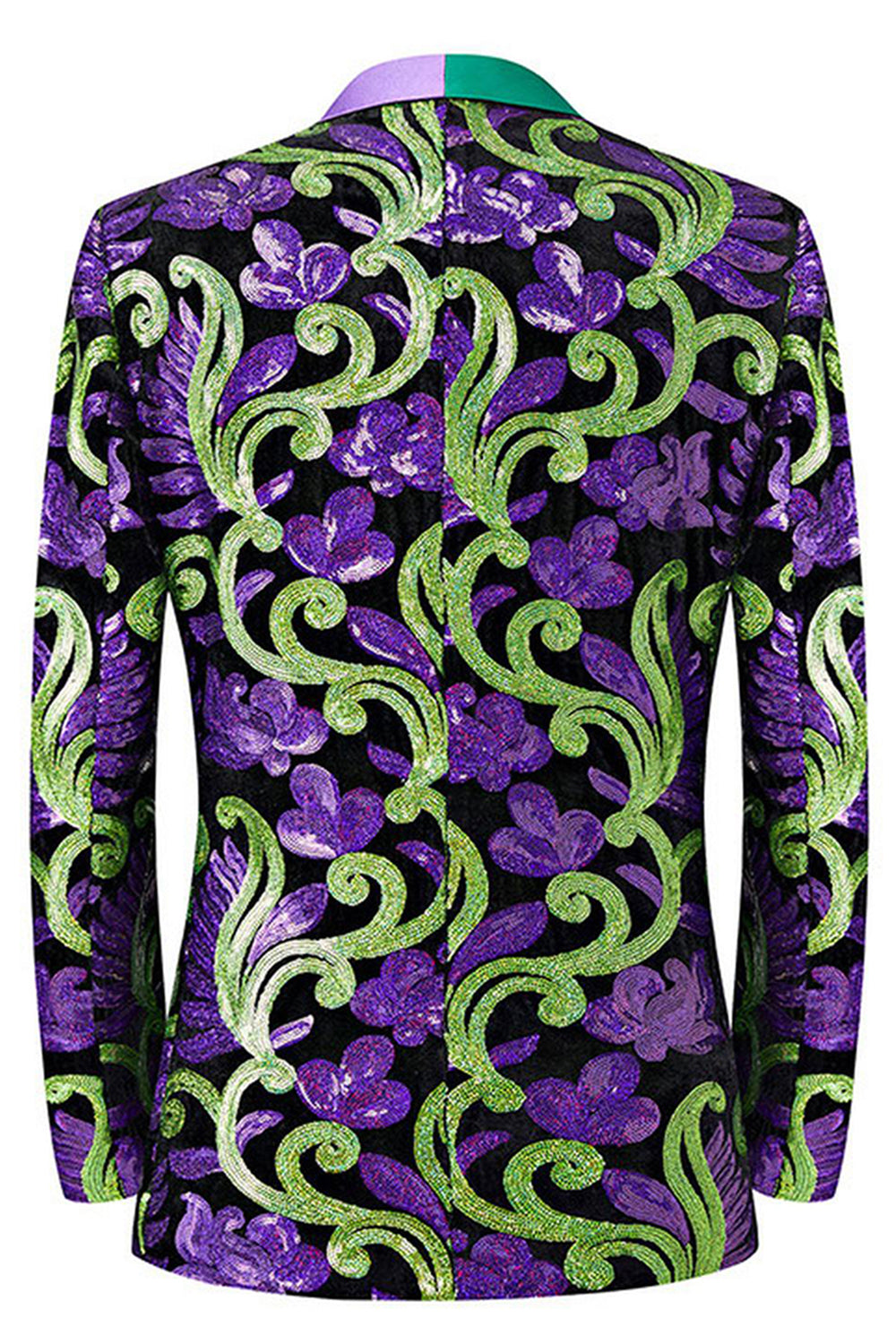 Grön 2-delad Jacquard Sjal Kavajslag Baldräkter för män