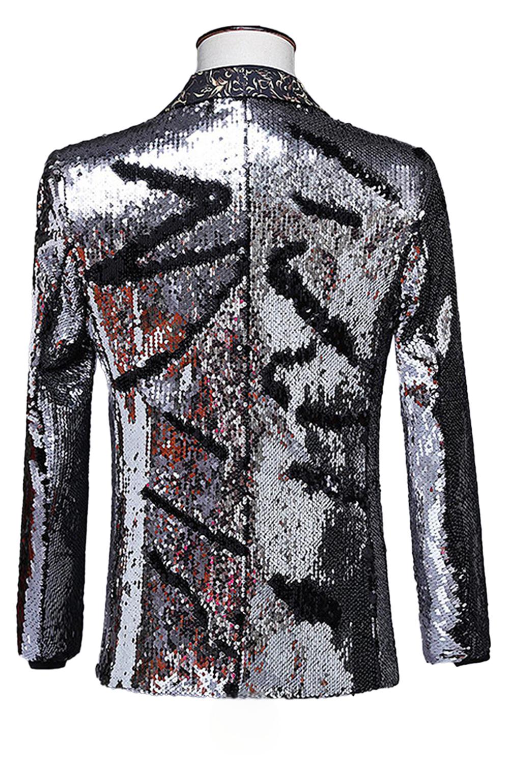 Glittrande sjal slag lila och blå mäns balkavaj med paljetter