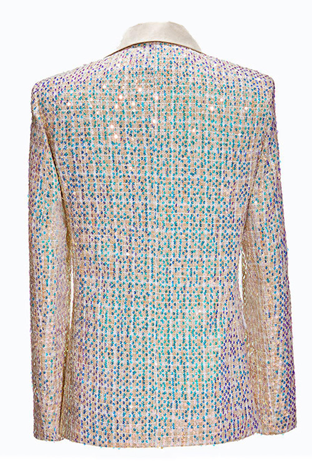 Glittrande Champagne Notched Kavajslag 2-delade Balkostymer för män med paljetter