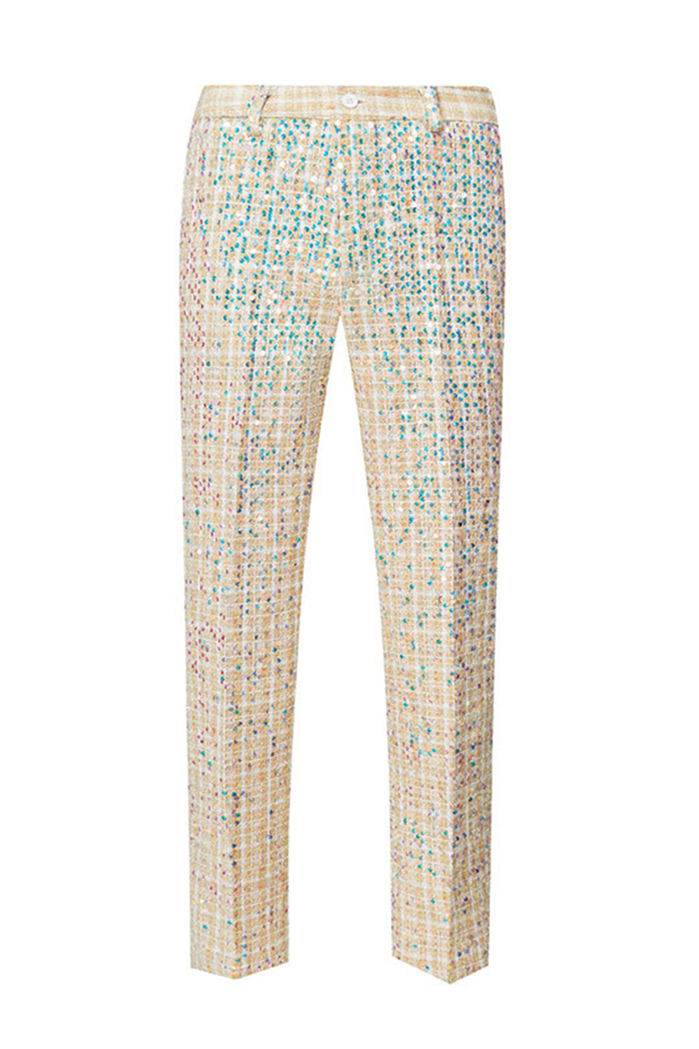 Glittrande Champagne Notched Kavajslag 2-delade Balkostymer för män med paljetter