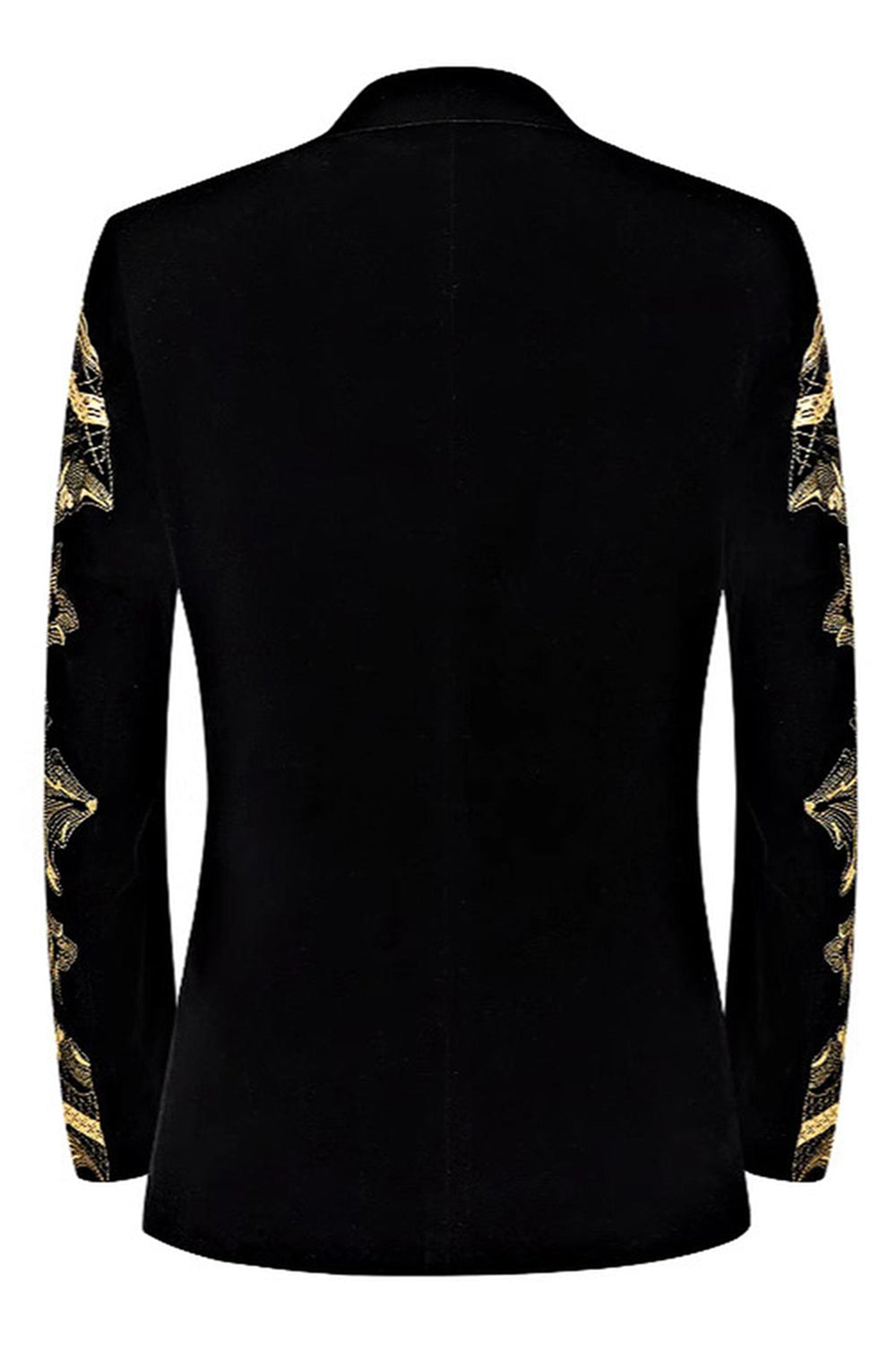 Mäns gyllene jacquard 2-delad skårad kavajslag baldräkter