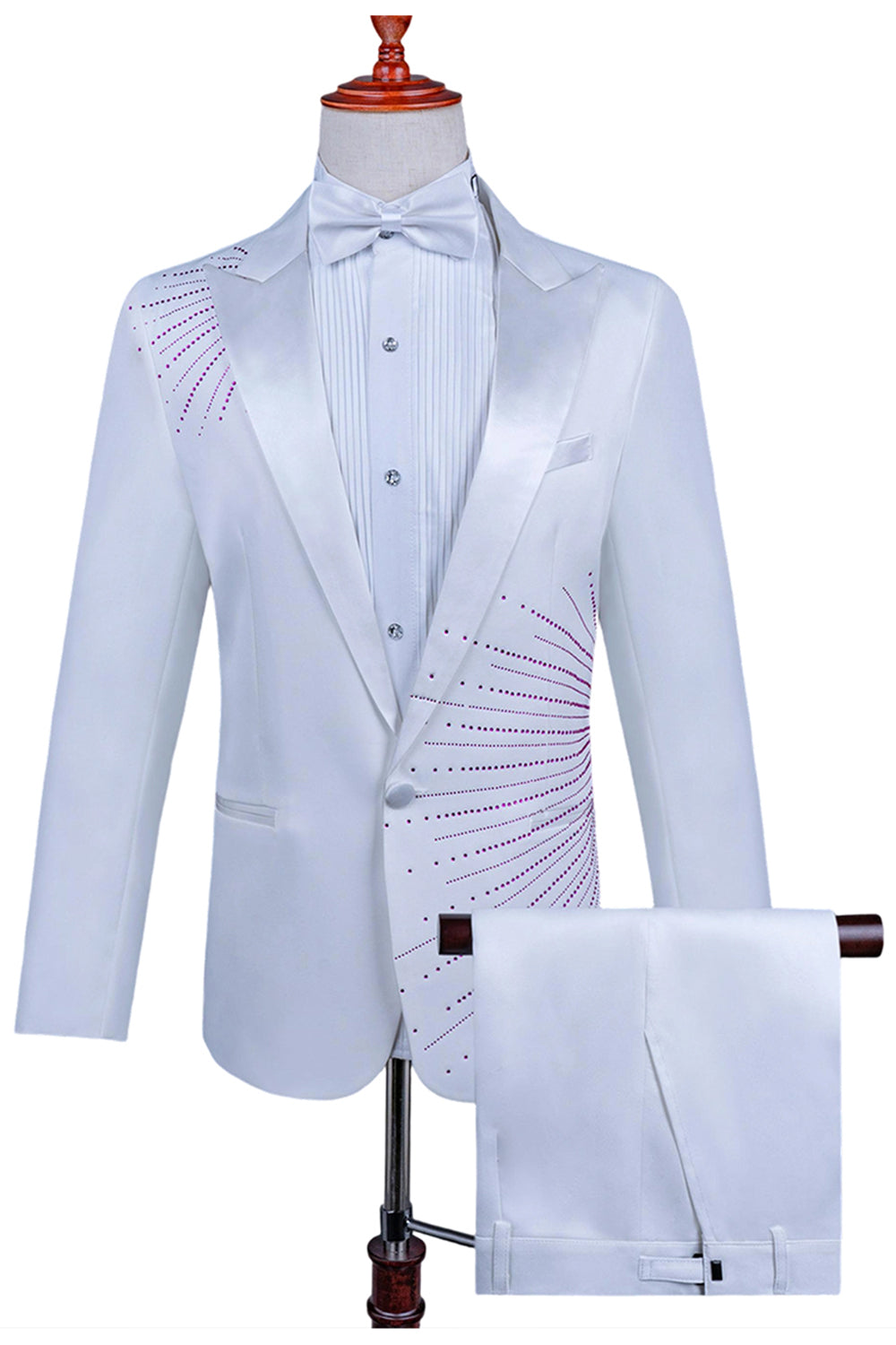 2-delad topp slag en knapp svart kostym för män med pärlor