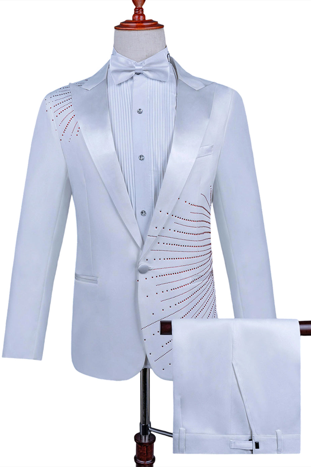 2-delad topp slag en knapp svart kostym för män med pärlor