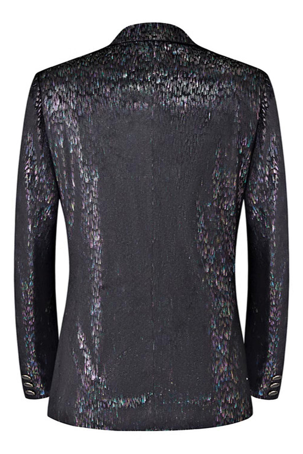 Glittrande svart skårad kavajslag 2-delad baldräkt för män med 3D-blomma