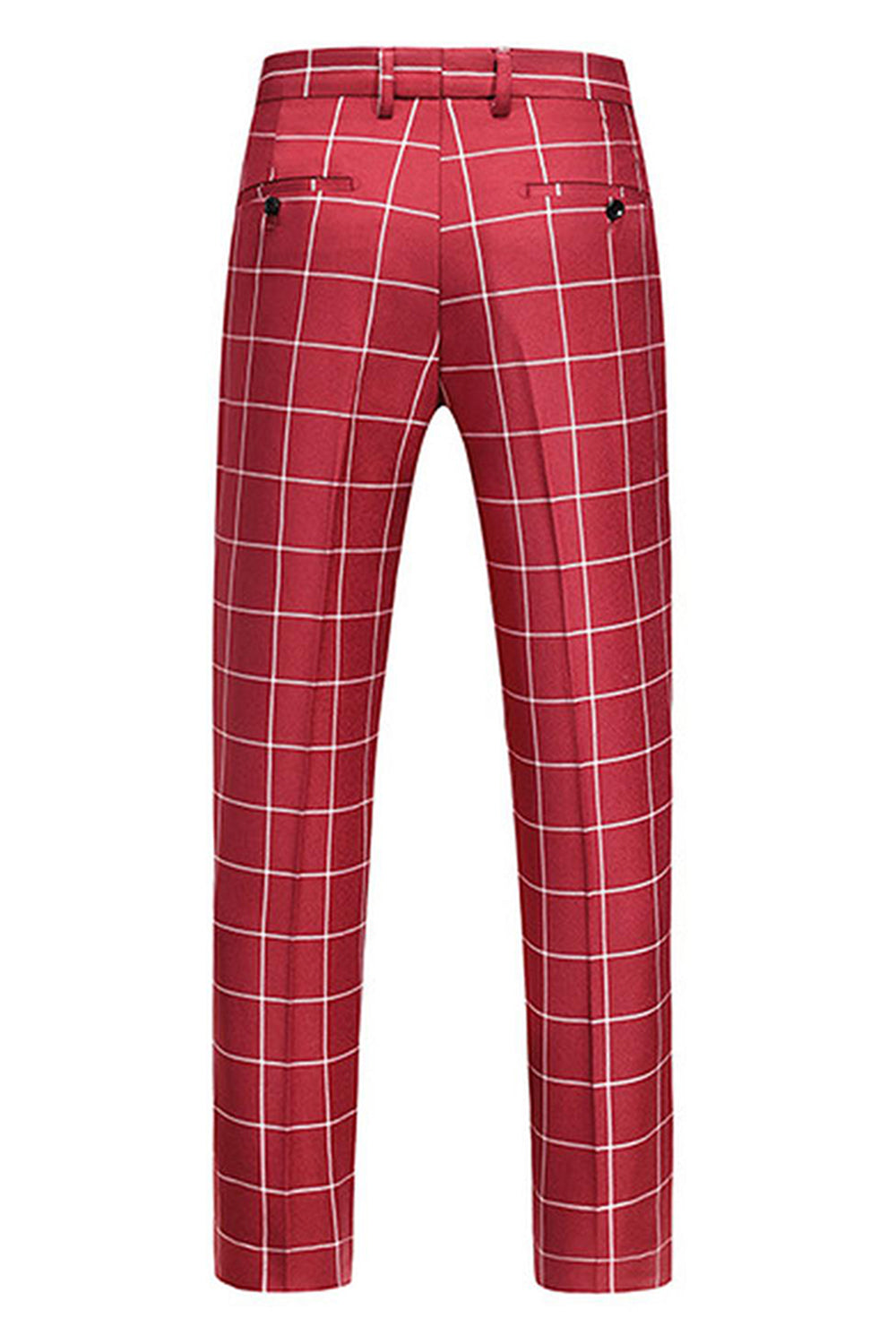 Röd randig Toppig Kavajslag 3 stycken Baldräkter för män