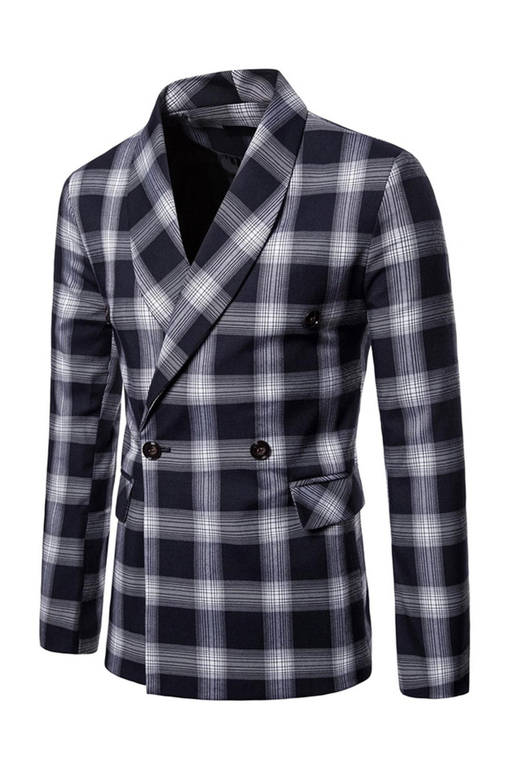 Marinblå sjal slag randig Prom kavaj för män