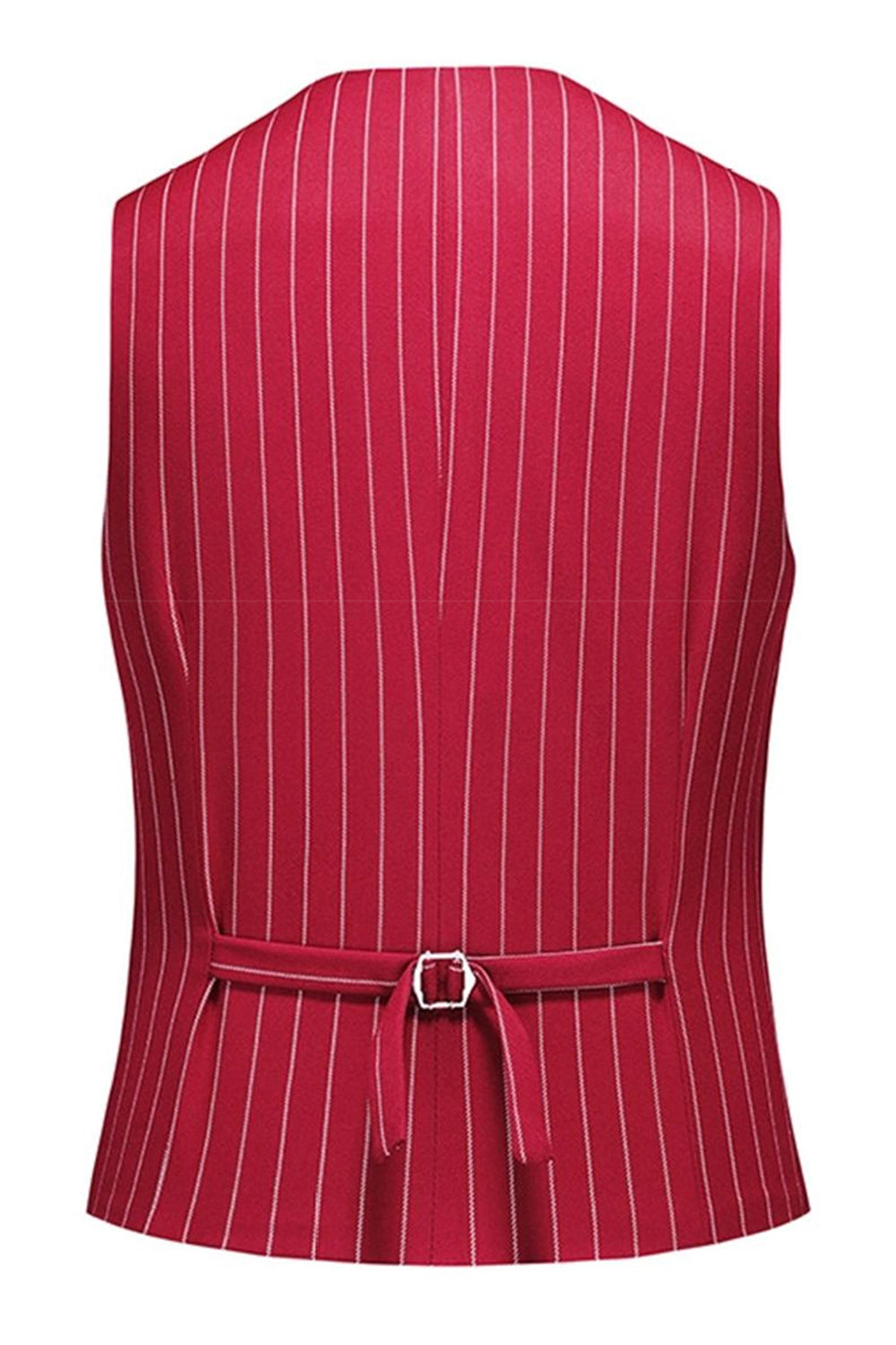 Röd Randig Peak Kavajslag 3-delade Män Kostymer