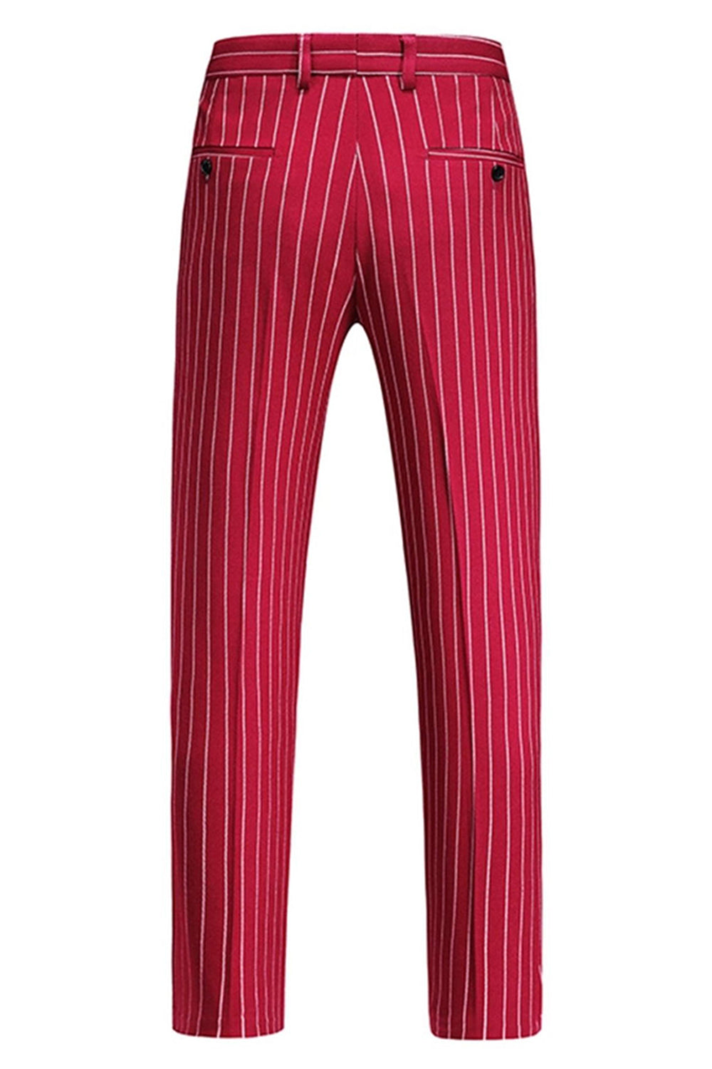 Röd Randig Peak Kavajslag 3-delade Män Kostymer