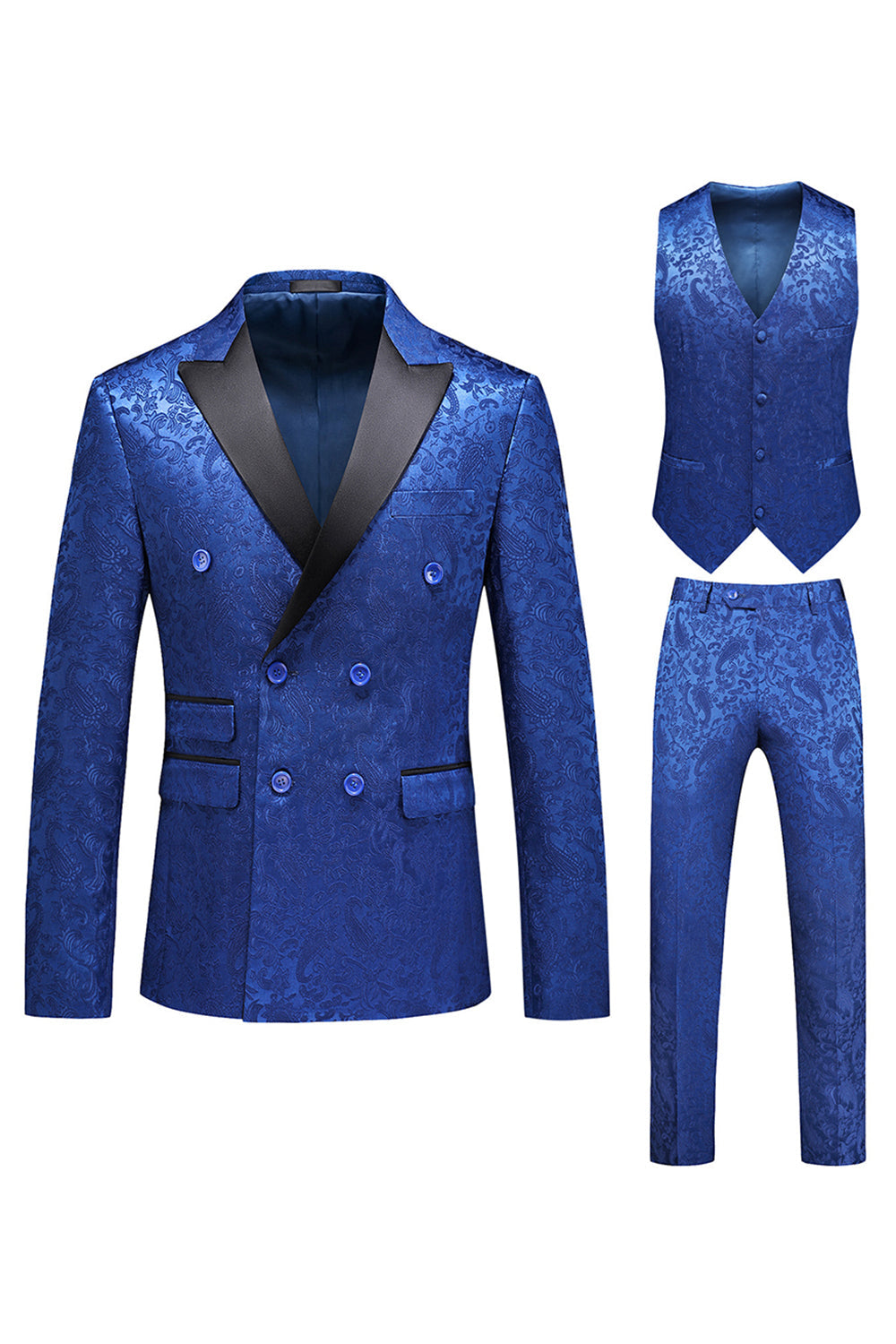 Rosa Tryck Peak Kavajslag 3-Delad Herr Bal Kostymer