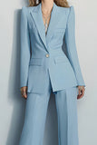2 Piece Gråblå Peak Kavajslag En knapp Bal Kostymer