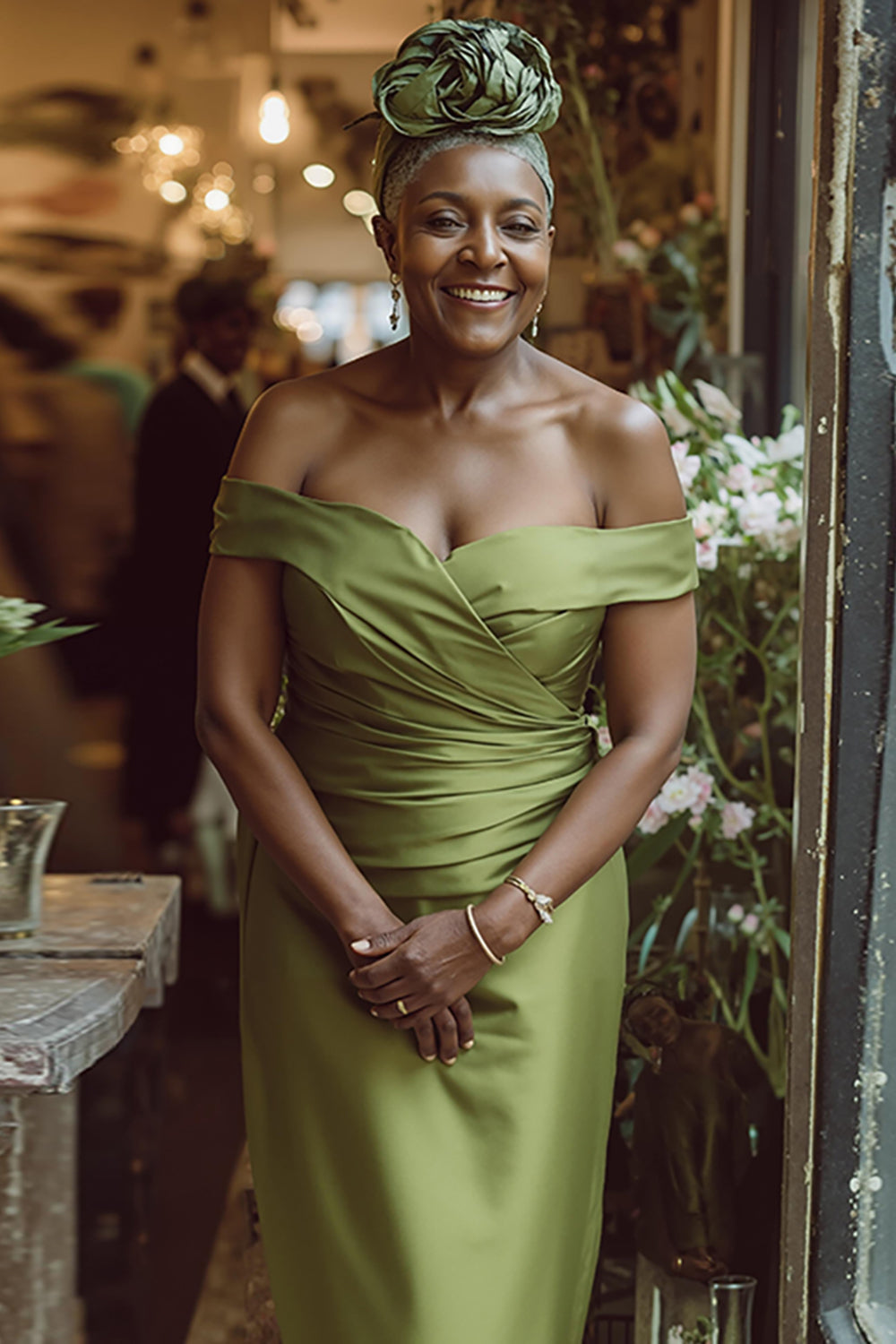 Dammig Salvia Slida Från Axeln Lång Mor Till Bruden Klänning