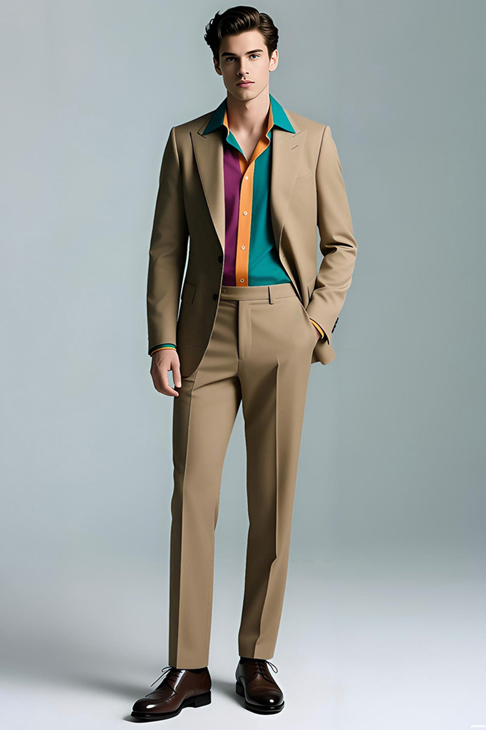 Khaki Peak Kavajslag 2-delad Slim Fit Herrdräkter