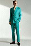 Mäns Peak Lapel One Button Turquoise Prom Suits