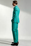 Mäns Peak Lapel One Button Turquoise Prom Suits