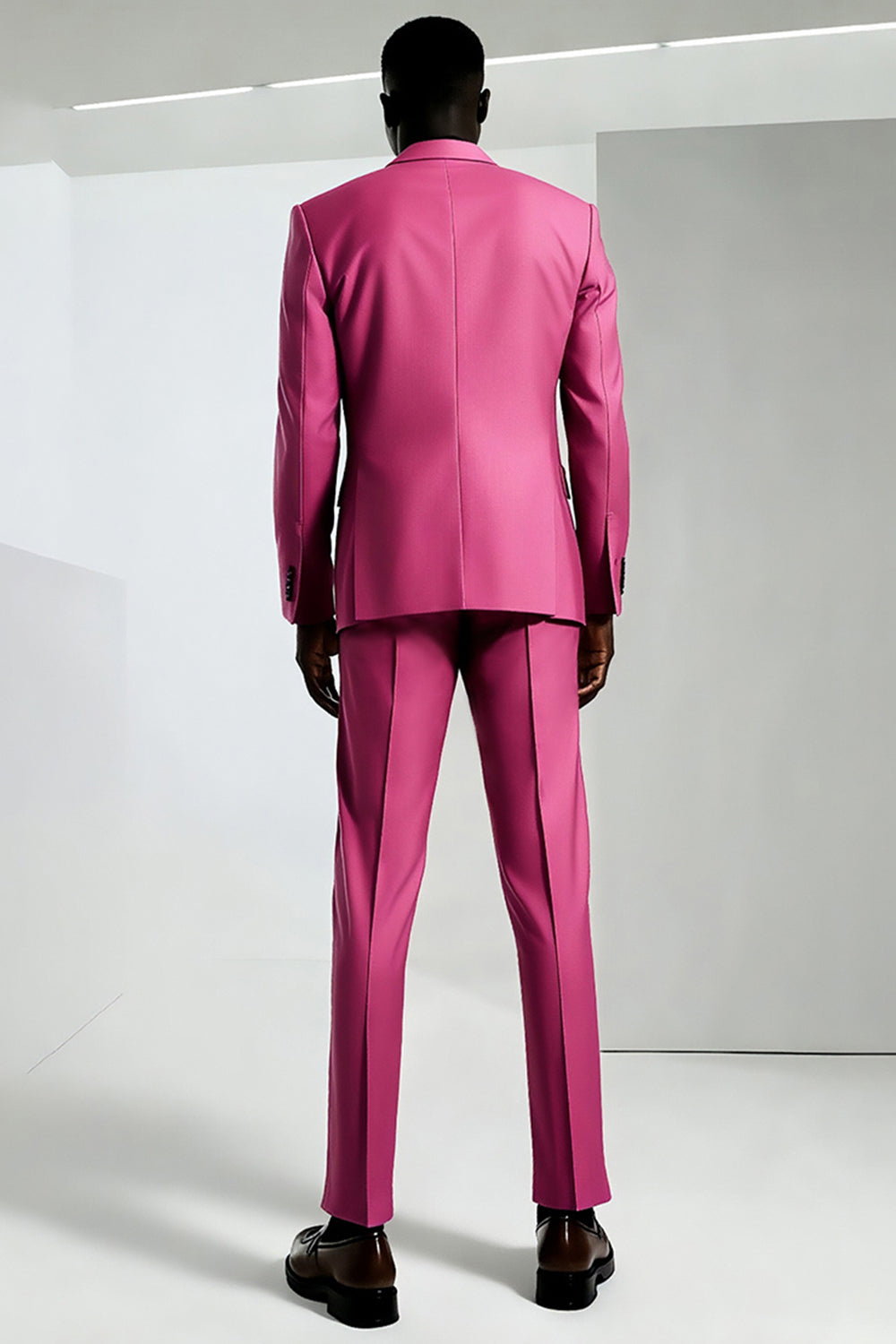 Mörkrosa Peak Kavajslag En knapp Baldräkter för män