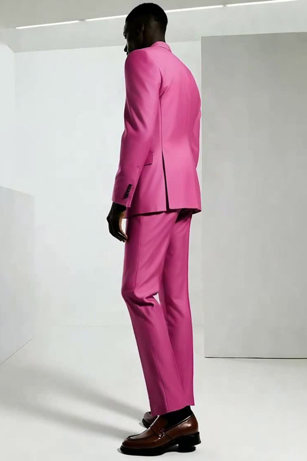 Mörkrosa Peak Kavajslag En knapp Baldräkter för män