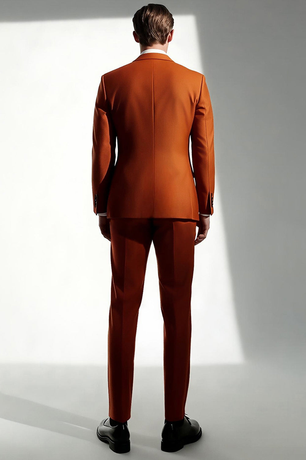 Mörkorange Peak Kavajslag Slim Fit Mäns Formella kostymer