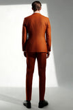 Mörkorange Peak Kavajslag Slim Fit Mäns Formella kostymer