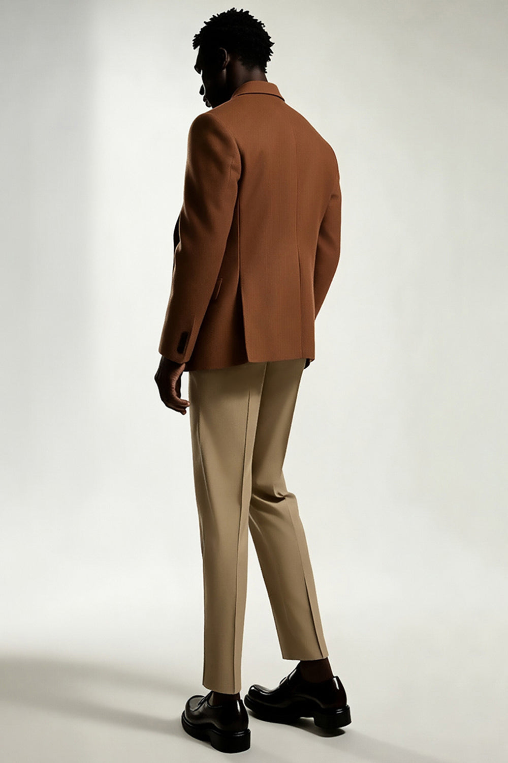 Mörk Khaki Notched Kavajslag Enkelknäppta Mäns kostymer