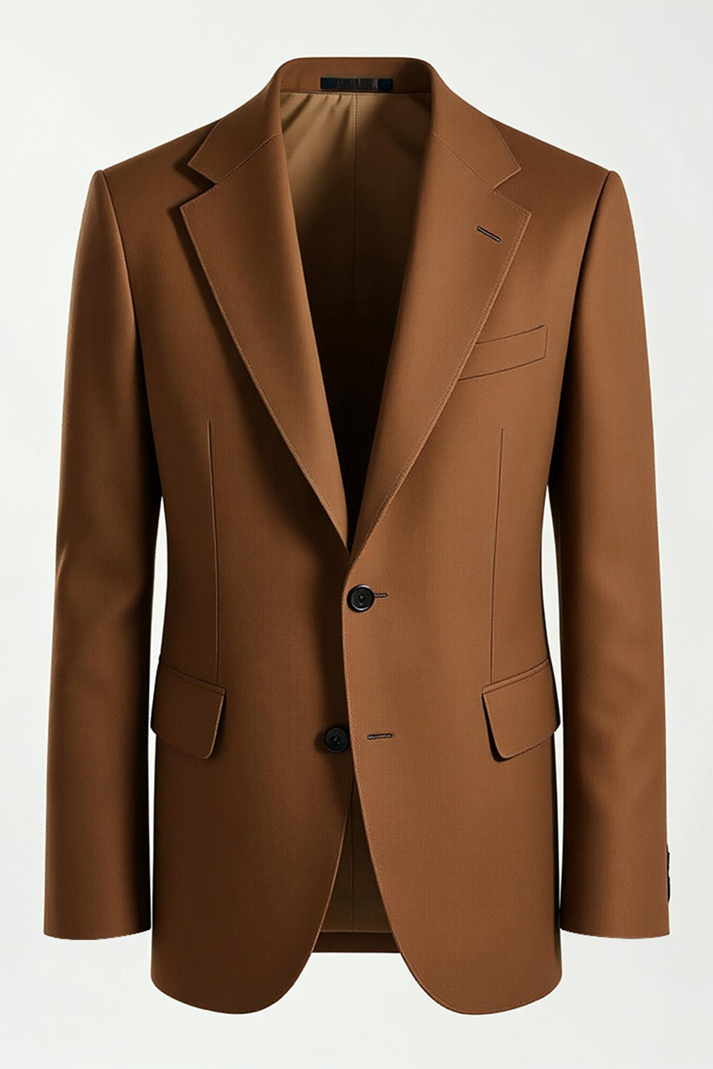 Mörk Khaki Notched Kavajslag Enkelknäppta Mäns kostymer