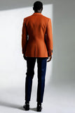 Mörkorange Peak Kavajslag Dubbelknäppta Kostymer för män