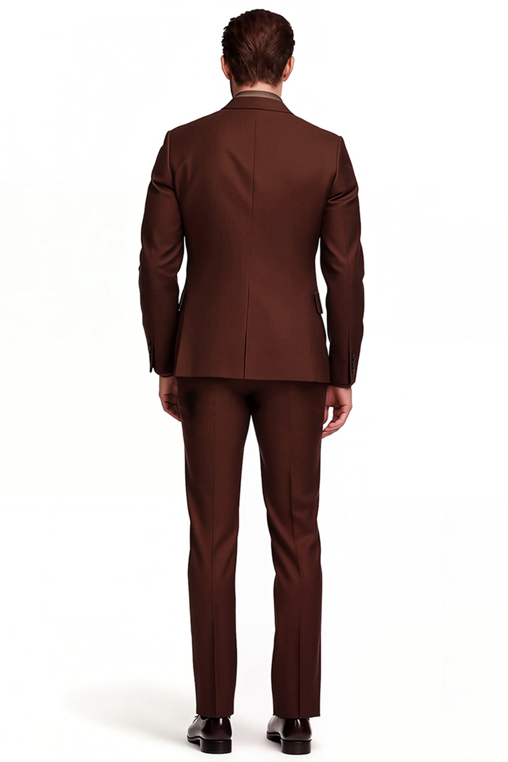 Mörkbrun Skårad Kavajslag Enkelknäppt Män Formell Kavaj