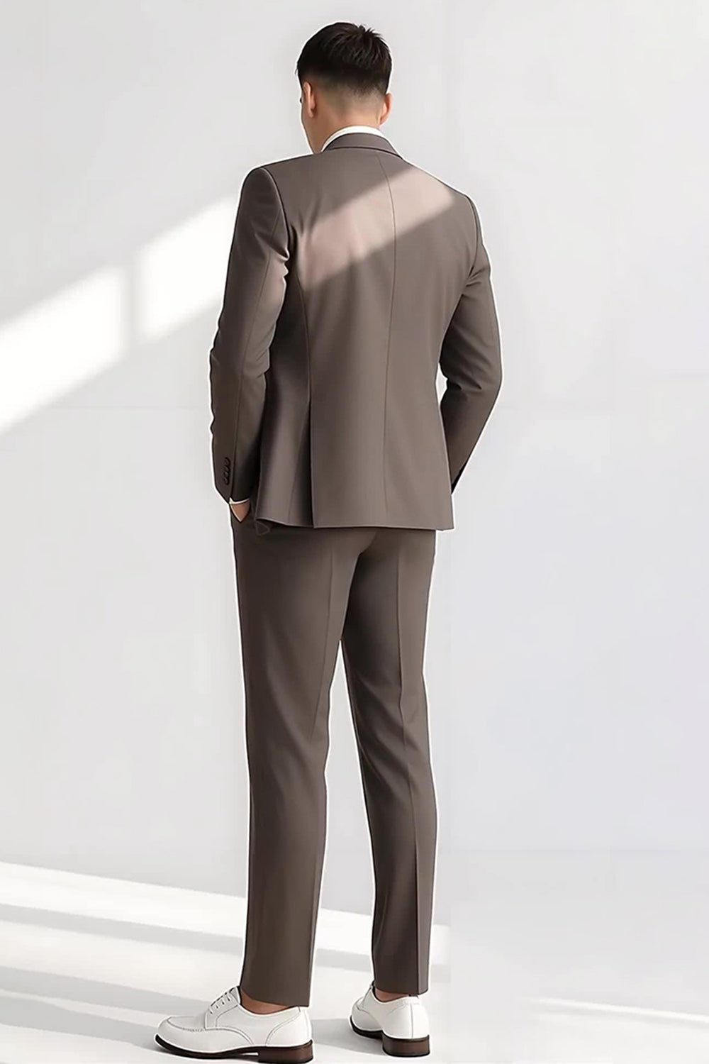 Light Coffee Peak Kavajslag 2-delade kostymer för män