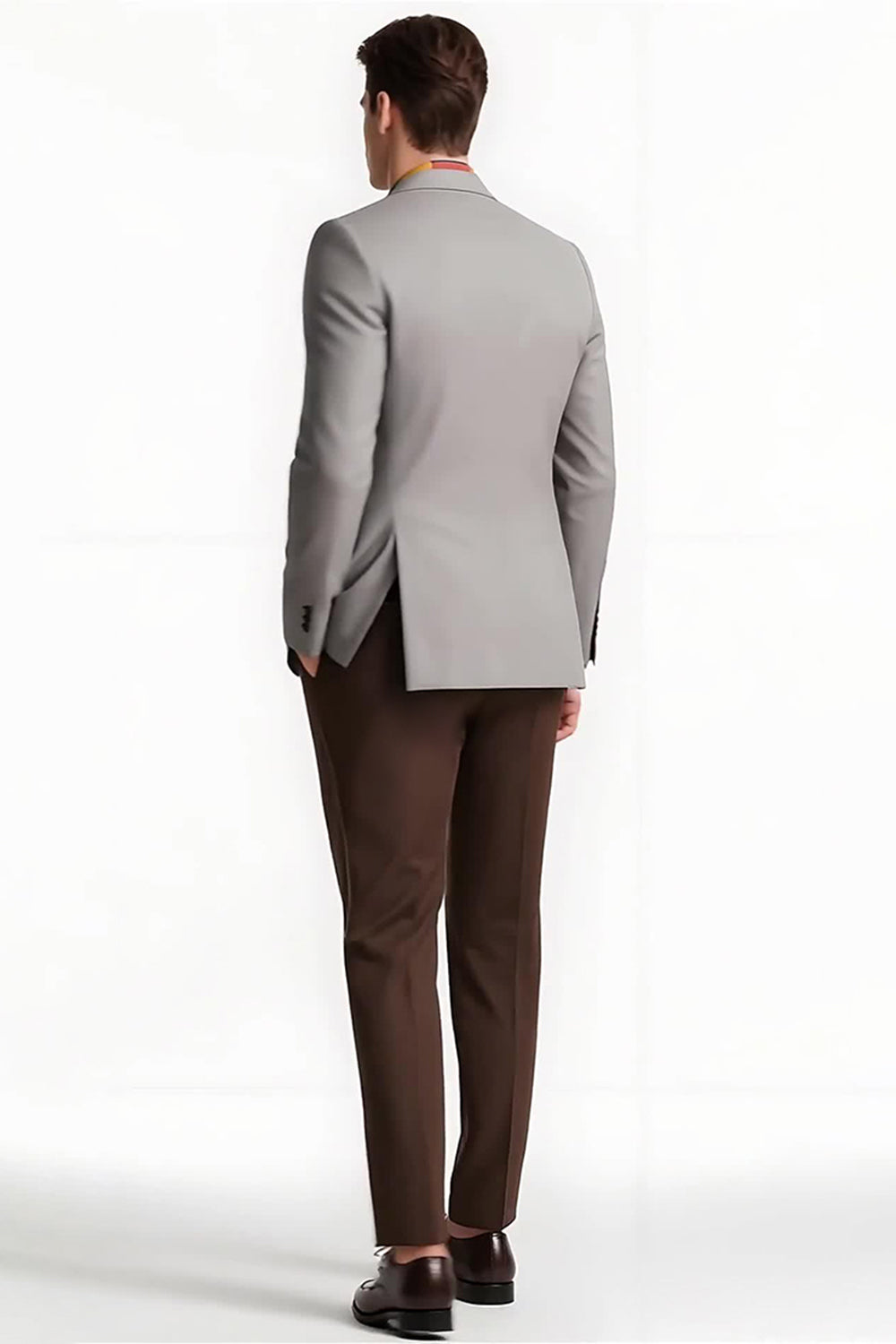 Grå Peak Kavajslag 2 Delad Enkelknäppt Män Bal Kostymer