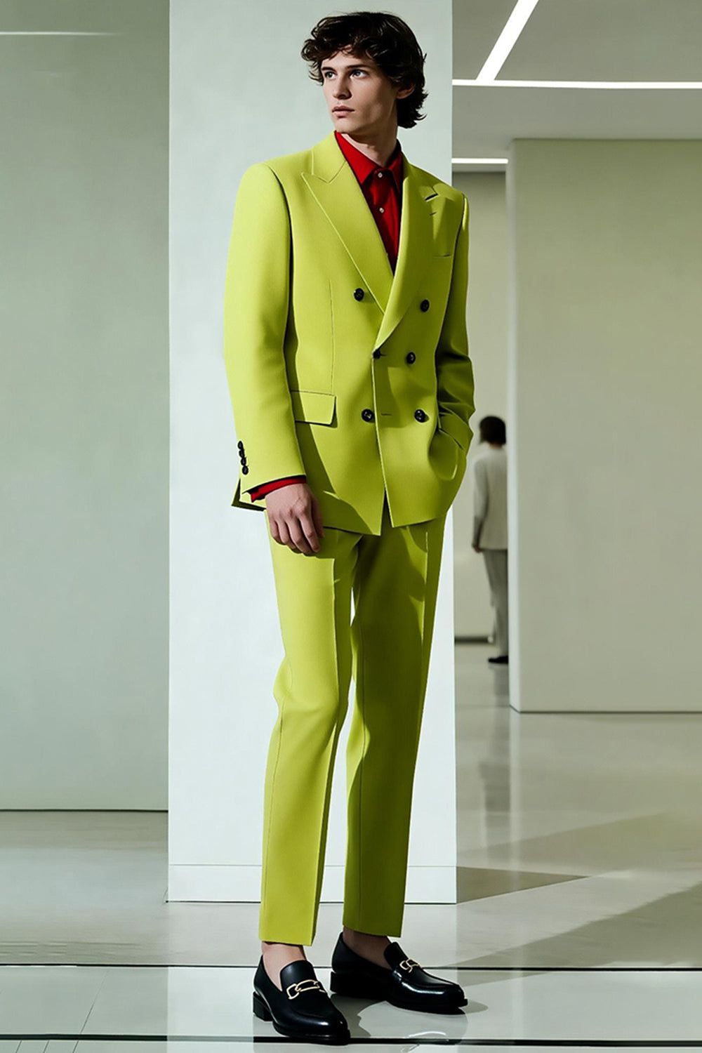 Gul Topp Kavajslag Dubbelknäppt Män Formell Kavaj