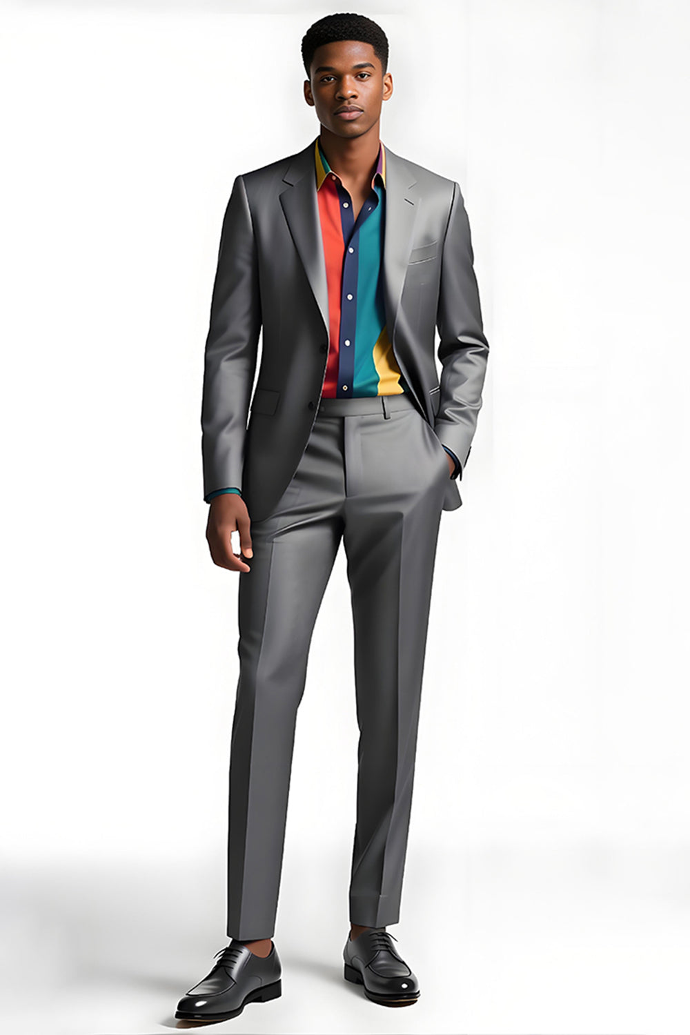 Notched Kavajslag 2 Stycke Silvergrå Formella Affärskostymer