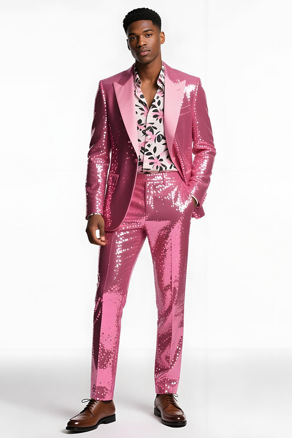 Glittrande rodnad Peak Kavajslag 2-delat Baldräkter för män