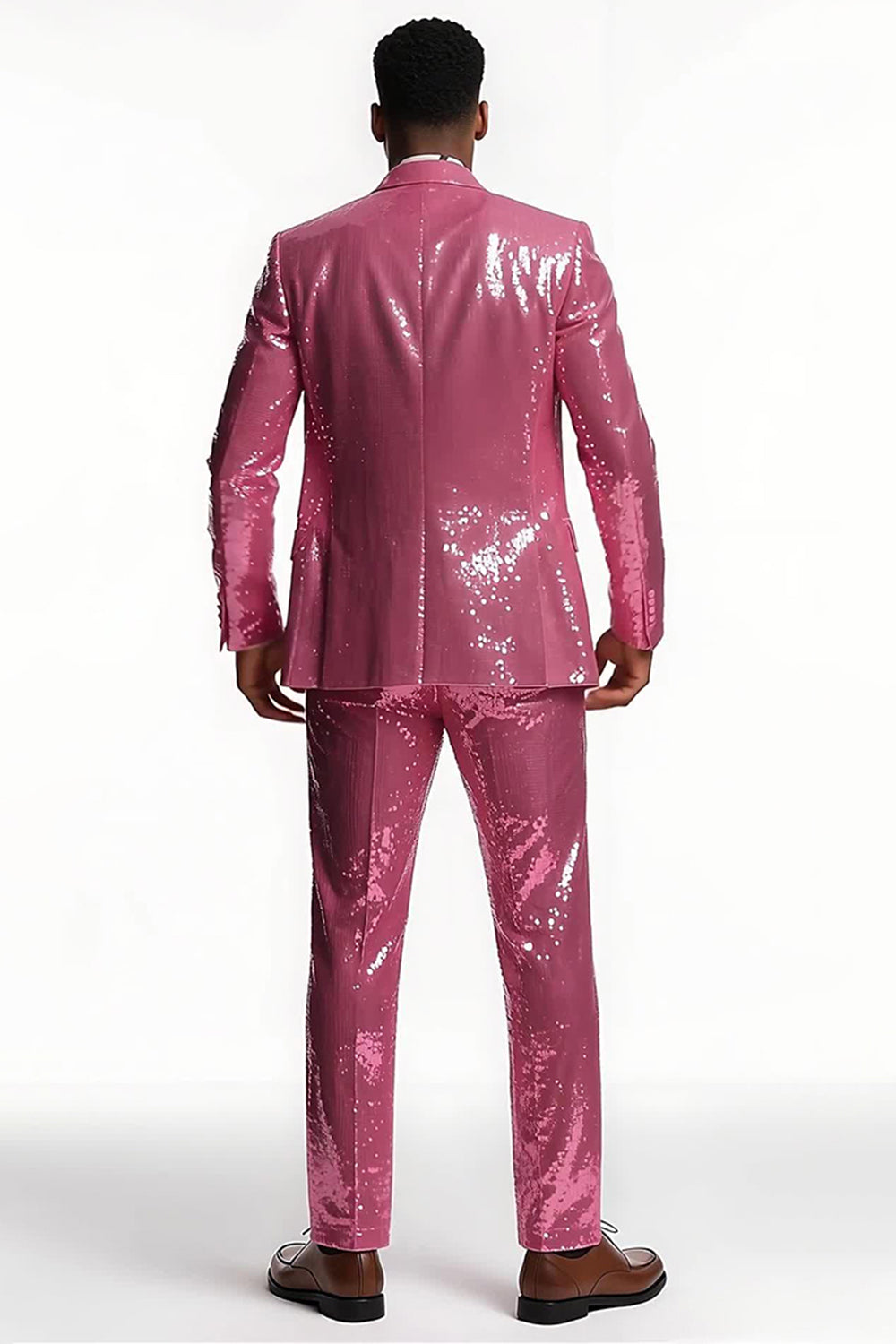 Glittrande rodnad Peak Kavajslag 2-delat Baldräkter för män