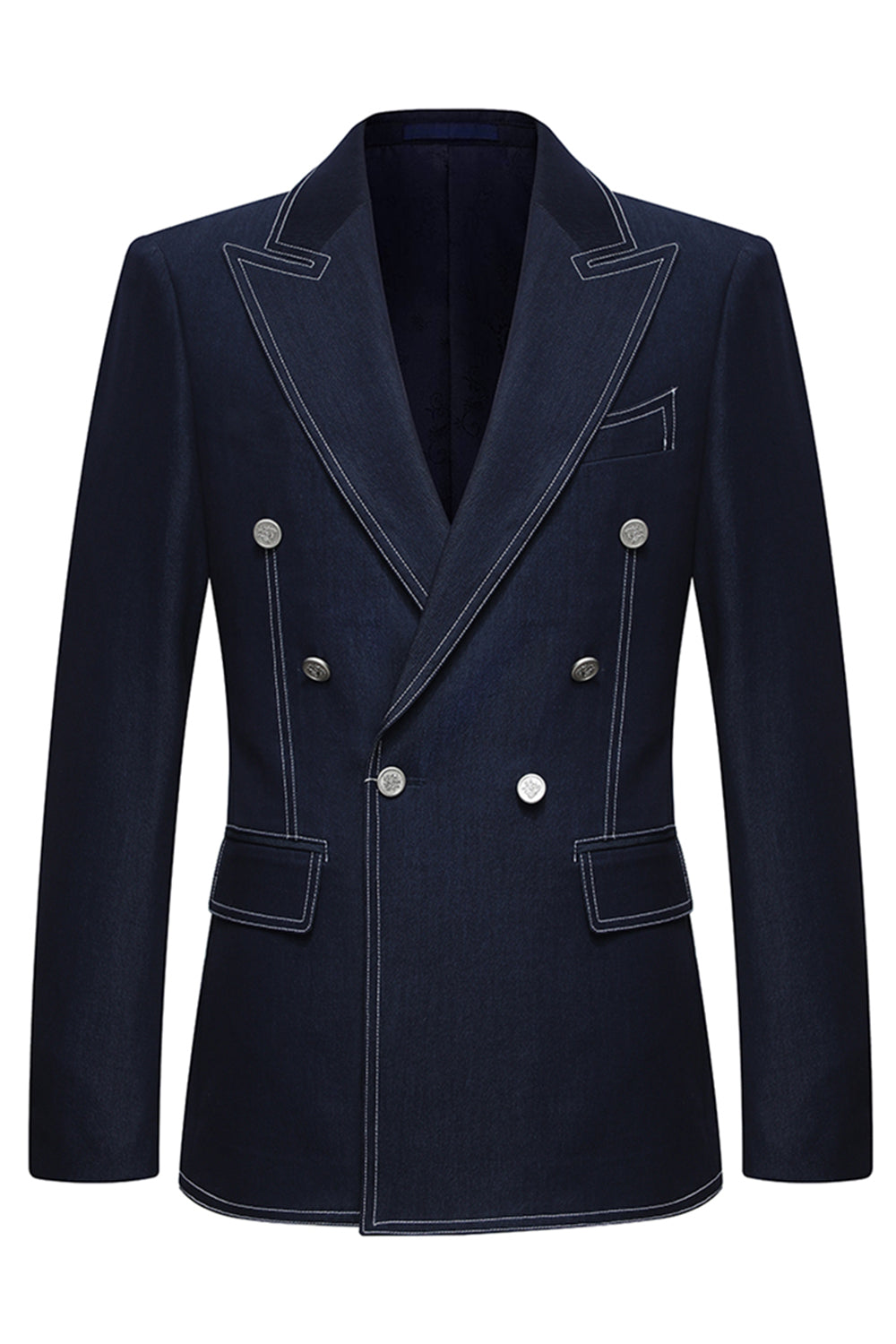 Mörkblå Dubbelknäppt topp slag Skräddarsydd 2-delad kostymer för män