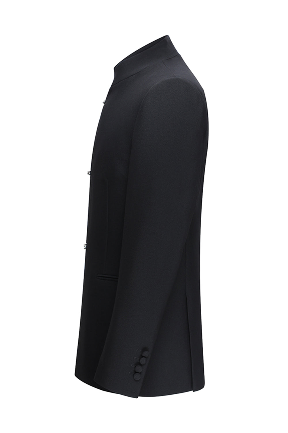 Svart Slim Fit 2-delad kostym med mandarinkrage för män