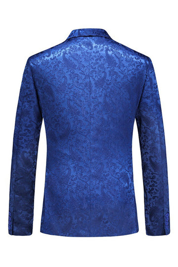 Peak Kavajslag Jacquard 2 delar Blå Dubbelknäppta Herrdräkter