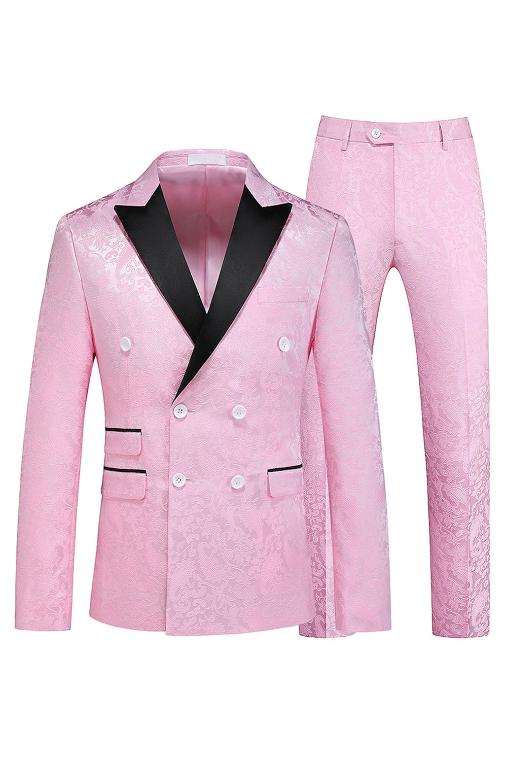 Peak Kavajslag Jacquard 2 delar Blå Dubbelknäppta Herrdräkter