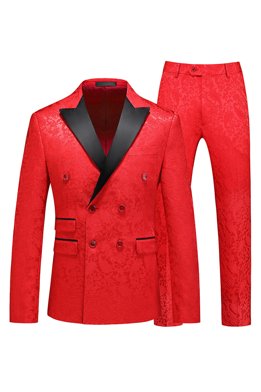 Peak Kavajslag Jacquard 2 delar Blå Dubbelknäppta Herrdräkter