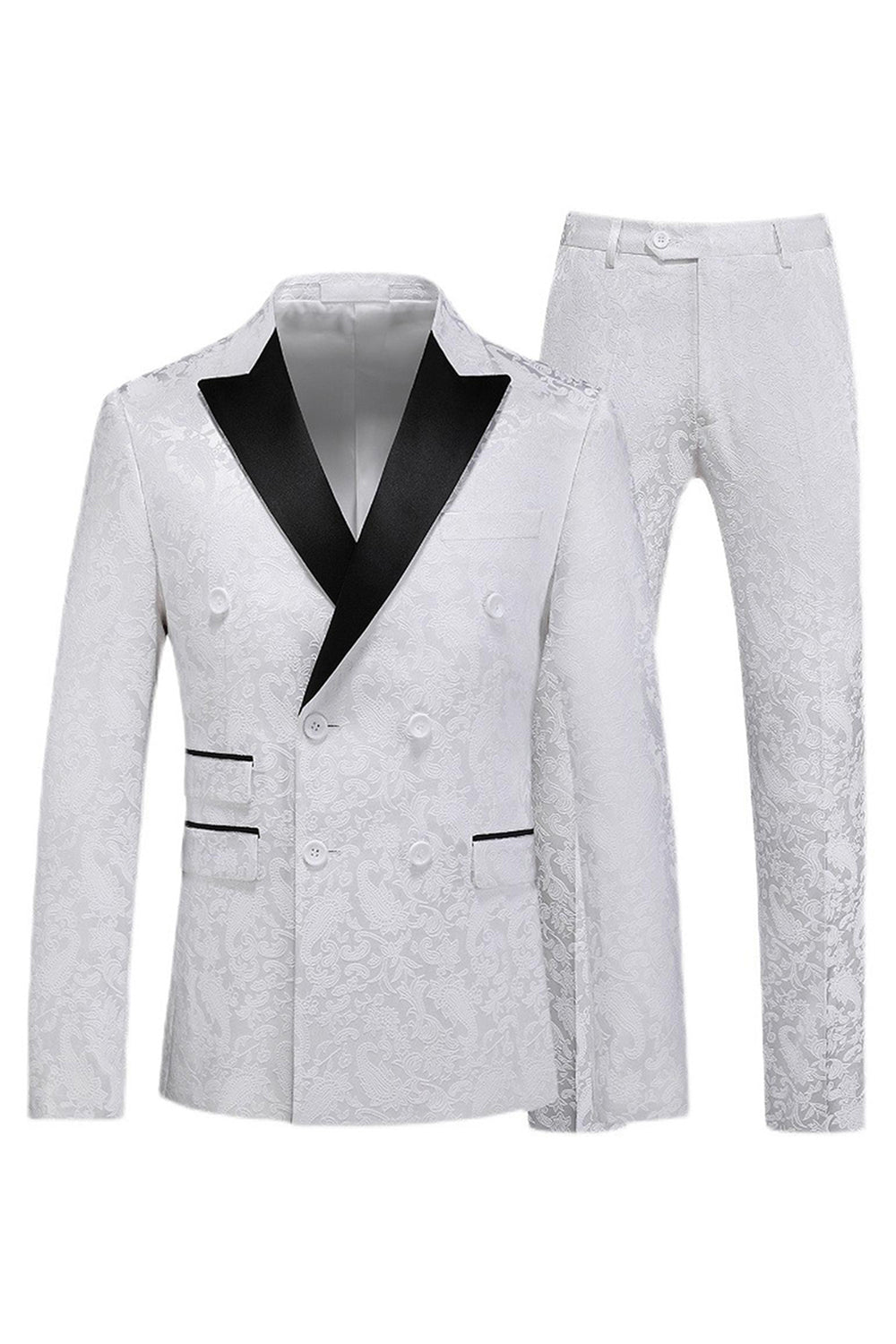 Peak Kavajslag Jacquard 2 delar Blå Dubbelknäppta Herrdräkter