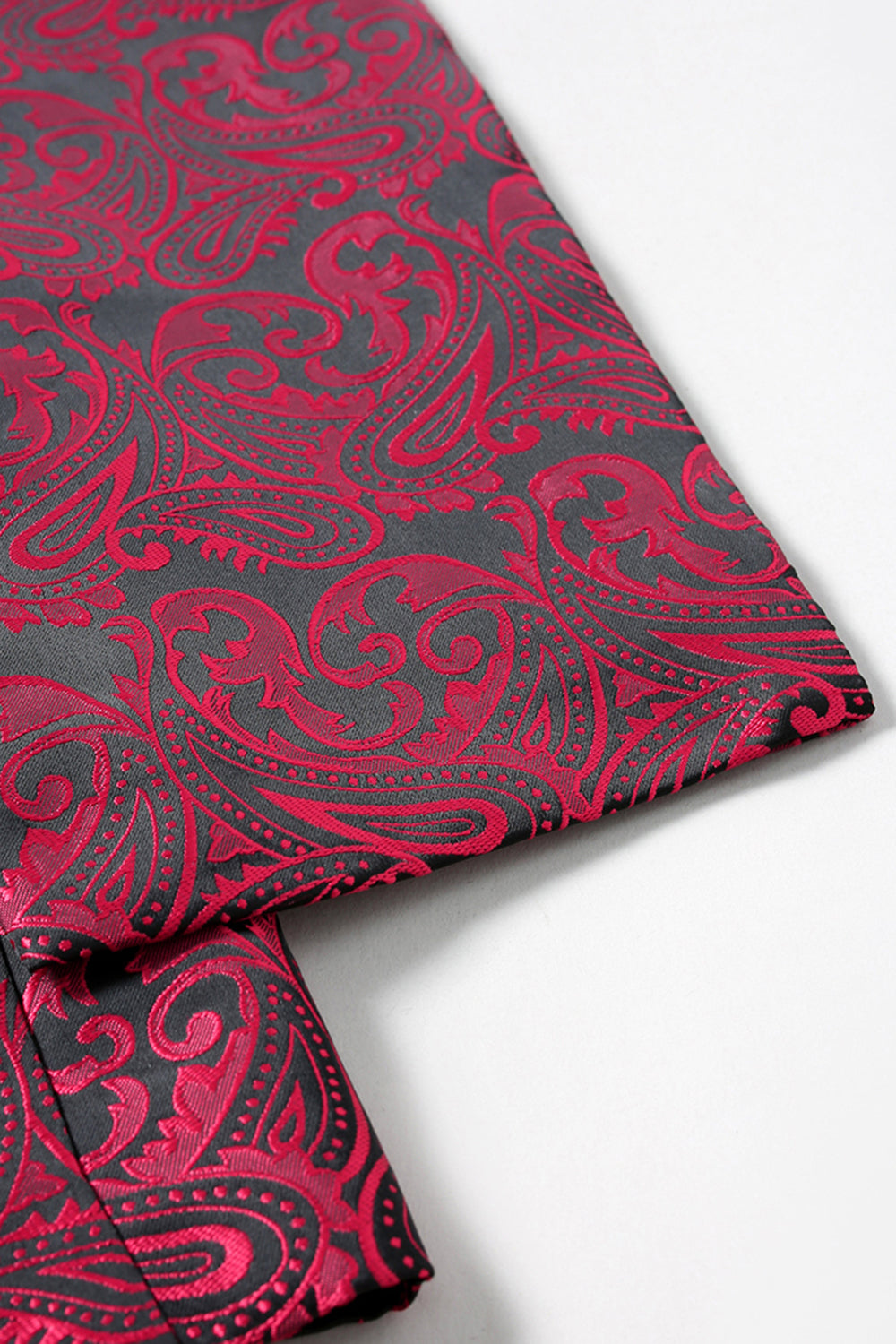 Mörkröd Jacquard Sjal Kavajslag Prom Kavaj för män